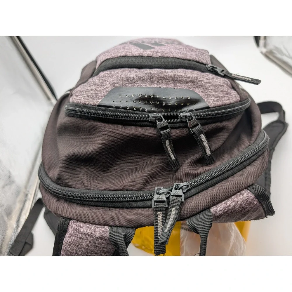 Adidas Backpack Black Grey Heathered Neon Yellow Interior Multi Pocket Travel